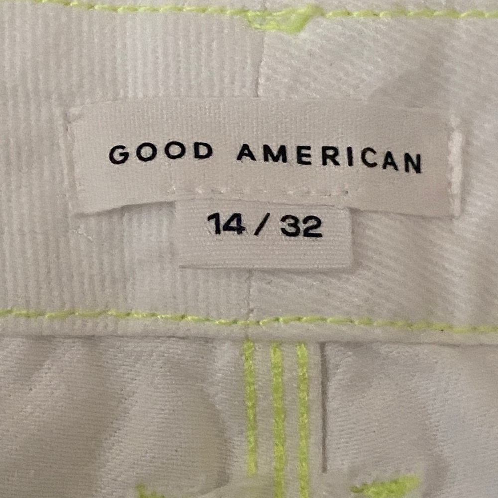 Good American Good '90s Carpenter in White High Waist Wide Leg Jeans, Size 14/32 - Picture 4 of 12